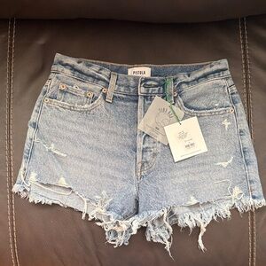 Pistola Distressed Light Blue Jean Shorts